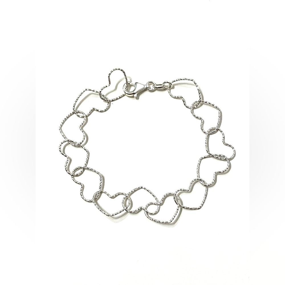 Sterling Silver Heart Link Bracelet 7”